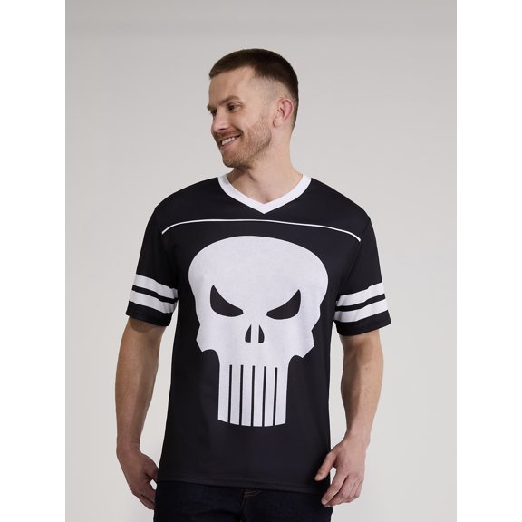 Marvel Punisher Men's & Big Men's Graphic Mesh Soccer Jersey, Sizes XS-3XL