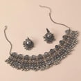 thumbnail image 6 of Indian Bollywood Traditional Jhumka Jewellery Set for Women Large Big Tassel Beaded Kundan Ethnic Wedding Wear Party Festival Choker Necklace Earrings Maang Tikka Traditional Fashion Antique Jewelry, 6 of 6