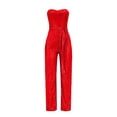 thumbnail image 4 of HJYCHN Elegant Women's Sleeveless Strapless Sequined Jumpsuit for Evening Party and with Comfortable Stretch Fit and Fashionable Design Red S, 4 of 6