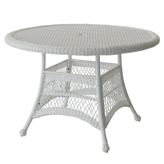 Round Dining Table 44 Inch - White Resin Outdoor Table, Patio Furniture, Durable & Stylish