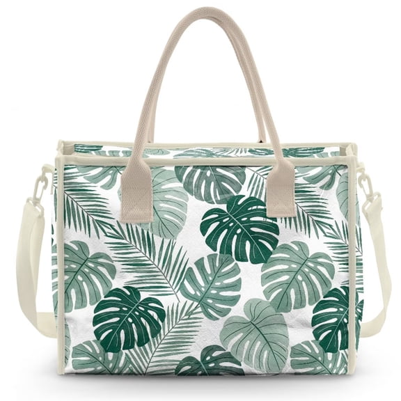 ZUXONGSY Tropical Monstera Print Clear PVC Shoulder Tote, Lightweight Waterproof Oversize Handbag with Removable Strap, All Purpose Daily Purse for Shopping and Weekend Trips