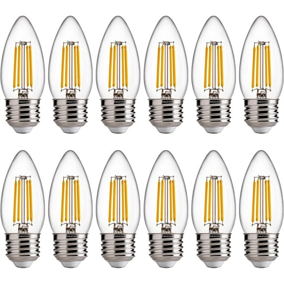 FLSNT LED Light Bulb 4.5W(60Watt Eqv.) B11 Candelabra Bulb E26 Base,Dimmable,Soft White, 12 Pack