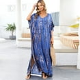 thumbnail image 4 of Fashion Print Beach Cover Up Long Robe Bikinis Cover Ups Plus Size Beach Dress, 4 of 13