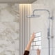 thumbnail image 4 of Uxcell 20 Piezas de Azulejos de Mármol Autoadhesivos Impermeables para Paneles de Pared Backsplash para Baño 12"x12" Diseño de Ladrillo Blanco, 4 of 7