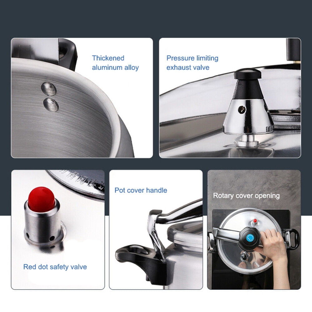 7L-11L Aluminium Pressure Cooker Quick with Lid Latch Indicator Explosion-Proof