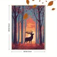 thumbnail image 3 of Toile Murale Coucher de Soleil sur Forêt de Cerfs 15,75 X 11,81 Pouces, 3 of 8