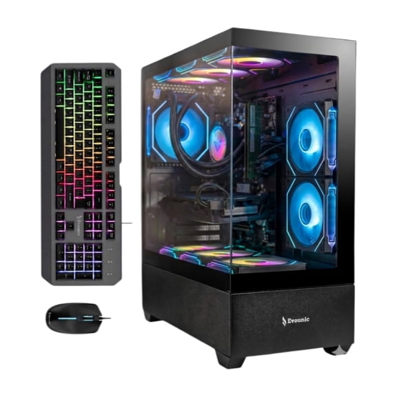 Evounic Gaming PC Desktop Computer,Ryzen 7 5800X up to 4.7GHz, GeForce RTX 4060 8GB GDDR6, 16GB RAM, 1TB NVMe SSD, WiFi 6 & BT 5.4, Liquid Cooled, 650W PSU, Win11