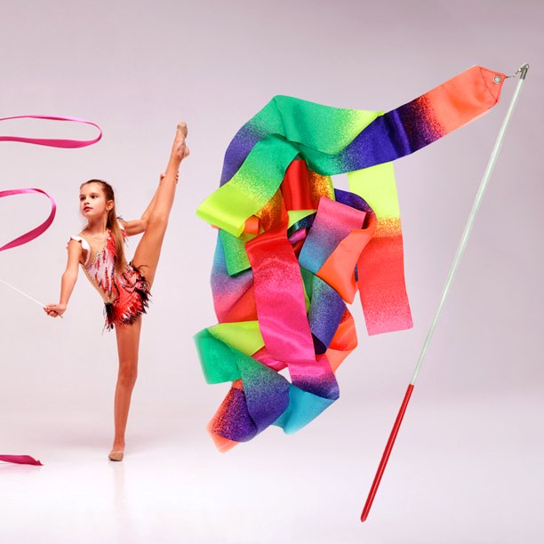 4M Ballet Streamer Rainbow Color Ballet Ribbon Sparkling para niños Art Dances
