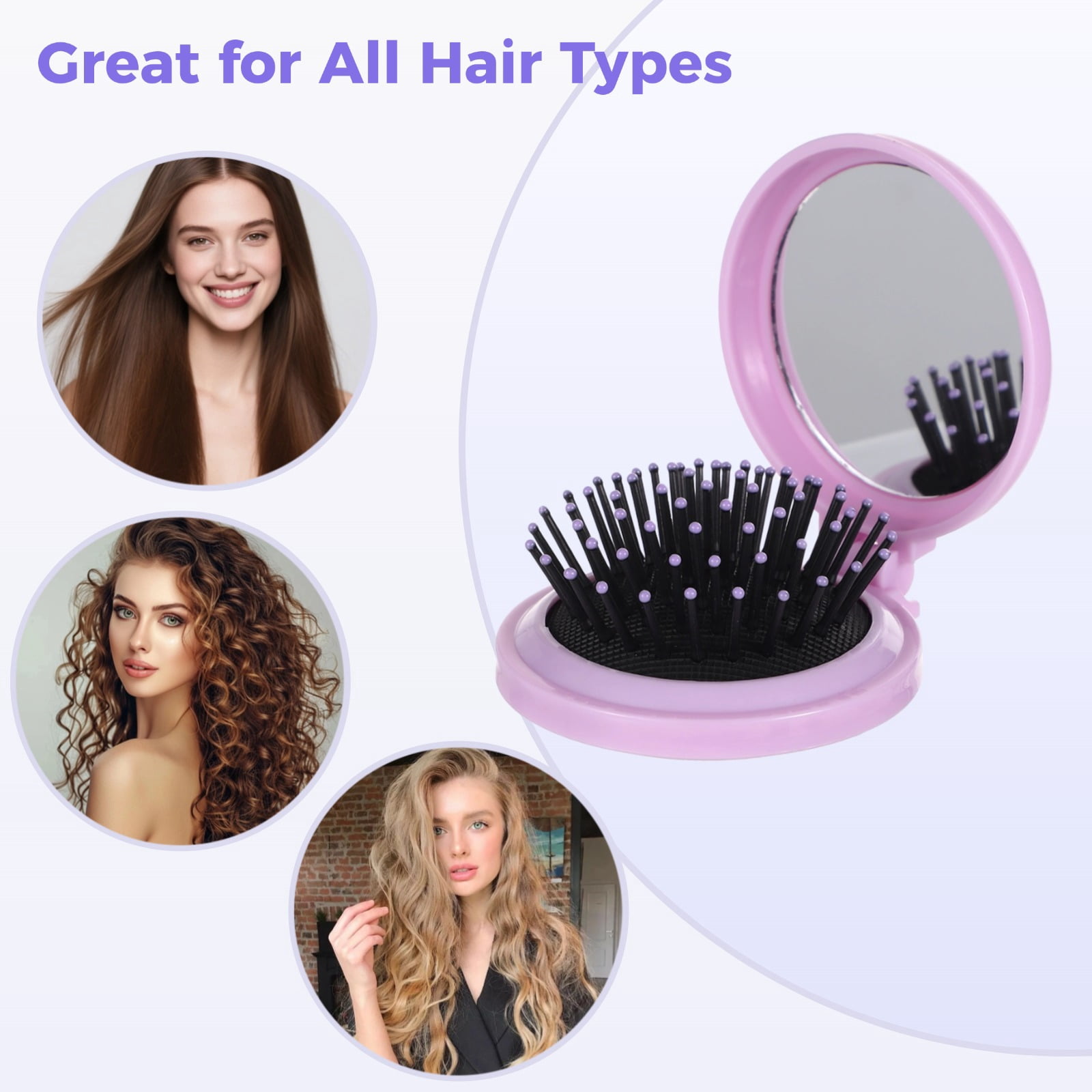 48 Pcs Folding Hair Combs Bulk, Portable Detangling Pocket Brushes, Compact Travel Mini Mirror Combs for Wet Dry Hair, 6 Colors