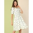 thumbnail image 2 of DARING DIVA Peter Pan Collar A-Line Flowy Midi Chiffon Floral Dress XS White, 2 of 6