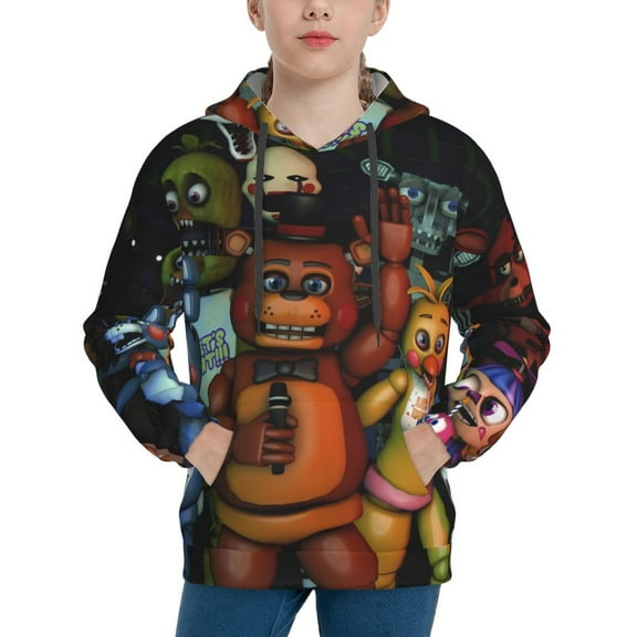 Saiise Unisex Kids Five Nights At Freddy'S Sweatshirt Boys Girls Hooded Kangaroo Pocket Pullover Hoodies-Small