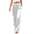 thumbnail image 2 of yeiolnoer Satin Pants for Women Loose Fit Wide Leg Trousers Lightweight Drawstring High Waisted Pants Trendy Clothes, 2 of 7