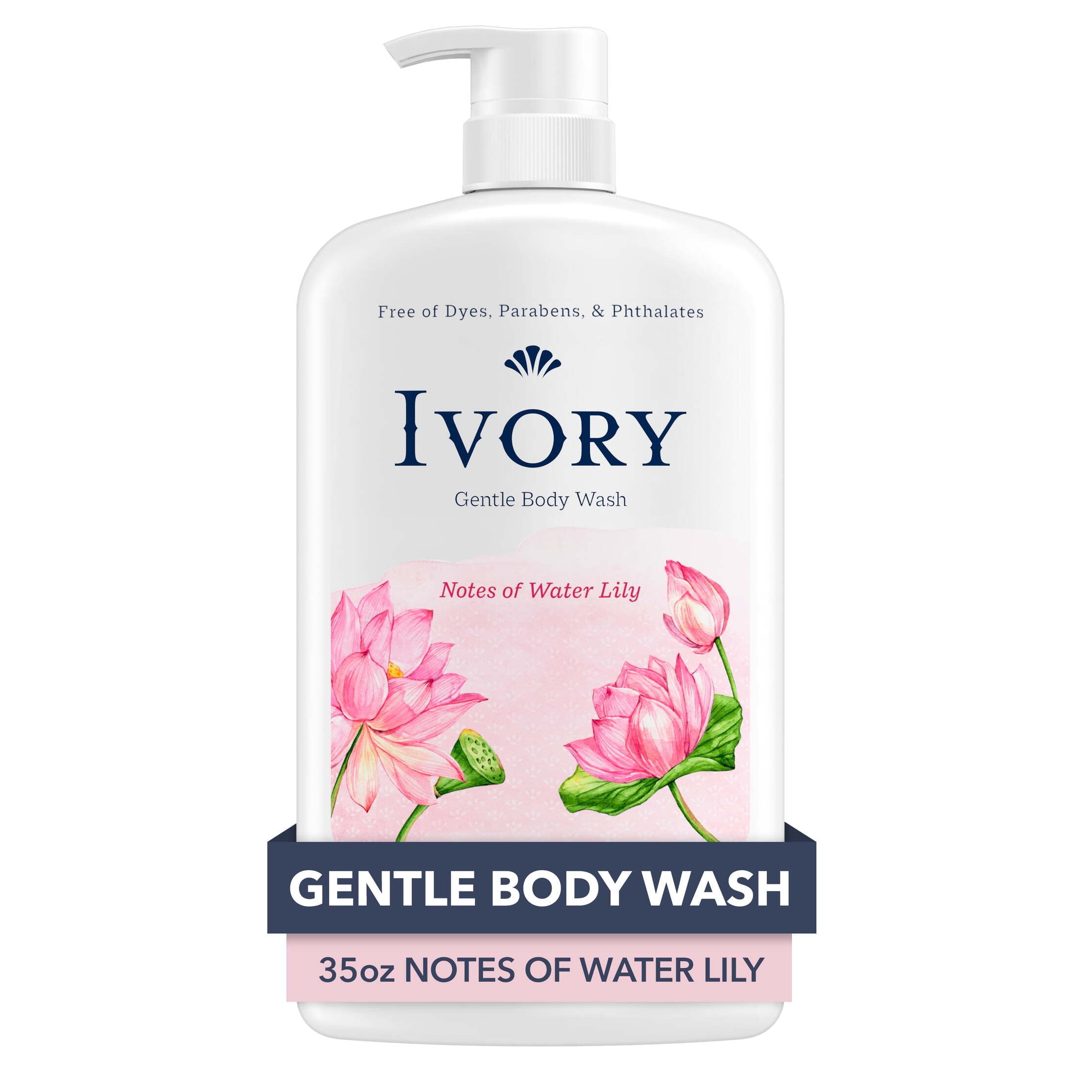 (4 pack) Ivory Body Wash, Mild & Gentle, Water Lily Scent, 35 fl oz