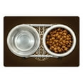 thumbnail image 1 of Chocolate Pet Mat for Food and Water, Romantic Heart Pattern with Dots and Flowers Valentines Day Art Illustration, Non-Slip Rubber Mat for Dogs and Cats, 18" X 12", by Ambesonne, 1 of 2