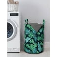 thumbnail image 3 of Tropical Laundry Bag, Exotic Leaves Hawaiian Plantation, Hamper Basket with Handles Drawstring Closure for Laundromats, 13" x 19", Seafoam Dark Teal, by Ambesonne, 3 of 4