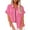 Hot Pink, variant on Sevevn Women's Lapel Short Sleeve Loose Zipper Cotton And Linen Tunic Summer Work Clothes Shirt Blouse Sales Online Black XXL