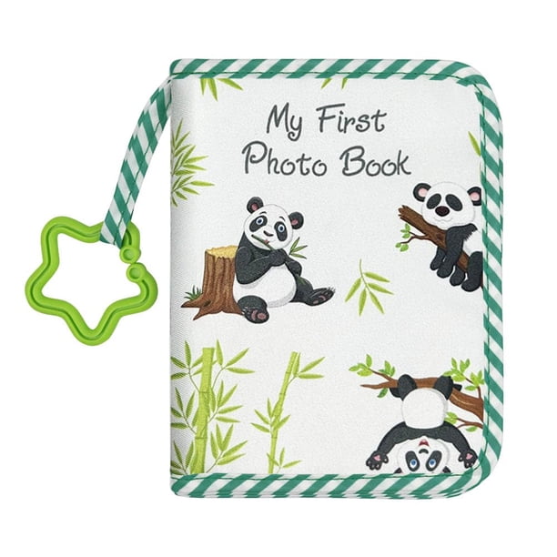 Álbum de fotos para bebés Libro de recuerdos para bebés, libro de fotos de tela suave Álbum de recuerdos del primer año Regalo de ducha Contiene fotos de 4 x 6 pulgadas (Panda)