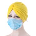 thumbnail image 4 of Headwraps Simple Style Comfortable Premium Material Assorted Colors with Buttons Muslim Style Elasticity Women's Headbands Women Yellow, 4 of 6