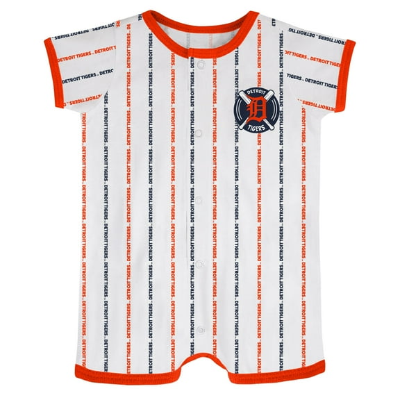 Newborn & Infant White Detroit Tigers Ball Hitter Romper