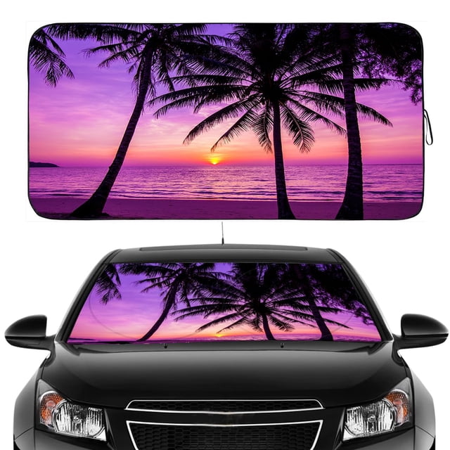 Parasol de parabrisas Gven Sunset Purple para coche, SUV y camión