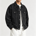 thumbnail image 6 of Akmaiox Men's & Big Men's Denim Jacket Button Up Long Sleeve Shirts Regular Fit Jean Trucker Jacket with Pockets Black XXL, 6 of 7