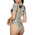 thumbnail image 3 of Daiia Dog Animal print Women's Crew Neck Short Sleeve Bodysuit Fashion Tops Fit Casual Basic Extender Bodysuit-Small, 3 of 9