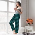 thumbnail image 6 of Picia Teal On Black Plaid Womens Soft Woven Cotton Elastic Waistband Sleep Pajama Pant Lounge Sleep Pant With Pockets And Drawstring-Medium, 6 of 9