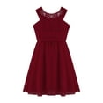 thumbnail image 3 of DPOIS Kids Flower Girls Halter Beaded Dress Sleeveless Wedding Party Formal Dresses Wine Red 6, 3 of 7