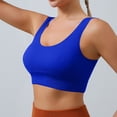thumbnail image 5 of Womens Yoga Sports Bras Stretch Athletic Ribbed Tank Top Bralettes Scoop Neck Wireless Push Up Bra 32BC, Blue, 5 of 7