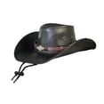 thumbnail image 2 of Sombrero de vaquero Sombrero para el sol al aire libre Sombreros de jazz con correa para la barbilla para música Negro jinwen Sombrero de vaquero, 2 of 8