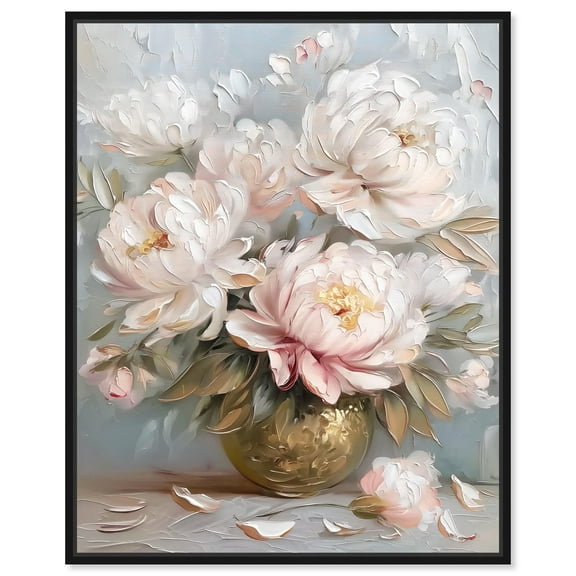 Tender Pink Swirl Canvas Elegant Florals by Art Remedy, Black Frame, 16" x 20"
