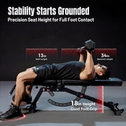 Mikolo 15-Position FID Adjustable Weight Bench, Adjustable Workout Bench with 1200LBS Weight Capacity, Vertical Storage Space-Saving Exercise Bench with Detachable Leg Support for Home Gym