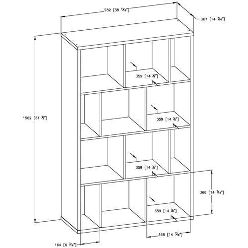 South Shore Reveal Shelving Unit with 12 Compartments, Multiple Finishes