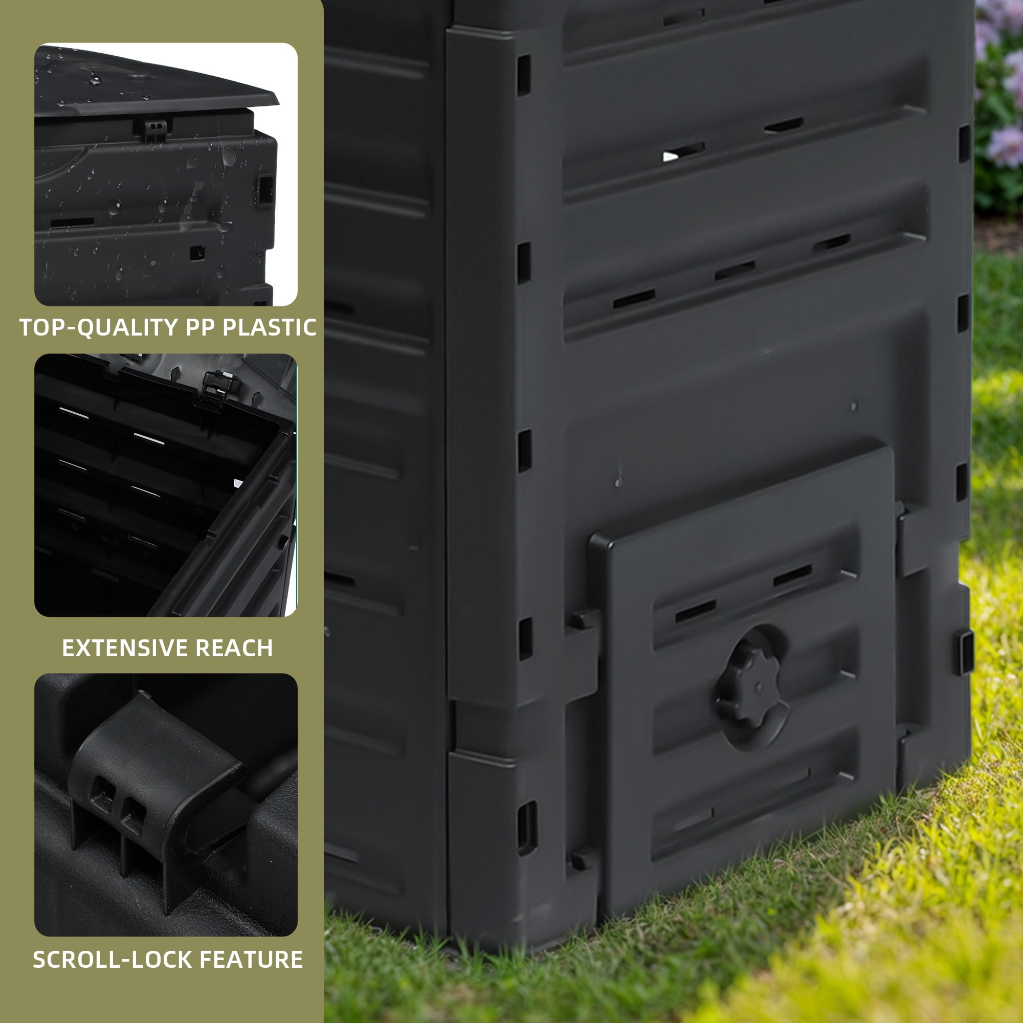 Uforic 120 Gallon Outdoor Compost Bin 450L Large Composter with Snap-On Lid & Aeration System, Lightweight Garden Compost Barrel Tumbler for Yard Lawn, Easy Assembly