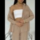 thumbnail image 5 of Conjuntos de 2 Piezas para Mujer: Conjuntos Casuales de Salón, Camisas de Larga con Botones y Pantalones de Pierna Camello XL, 5 of 10