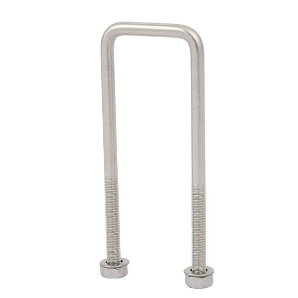 M6 Thread 100mm Length 304 Stainless Steel Square U Bolt w Hex Nut Washer