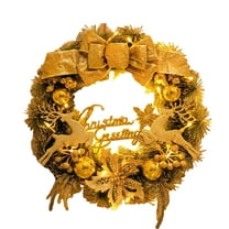 Harlier Christmas Wreath for Front Door, 15.8" Artificial Christmas Wreath with LED Lights Christmas Door Hanger Decor, Merry Christmas Sign Decorations for Yard Porch Windows Wall Home Supplies
