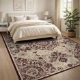 thumbnail image 3 of ODIKA 8'x10' Washable Area Rug Durable, Non-Slip Vintage Boho Grey Faded Ivory Dusty Interlocking Motifs Throw for Living Room, Under Sectional, Family, 3 of 7