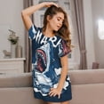 thumbnail image 3 of Sikiie Shark Print Women's Short-sleeved Nightdress, Round Neck Pullover Nightdress Pajamas Summer Home Wear, 3 of 6