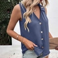 thumbnail image 4 of cocolona Womens Summer Tank Tops Sleeveless Lapel Button Back Pleated Shirts Dressy Casual Solid Color Blouses, 4 of 5