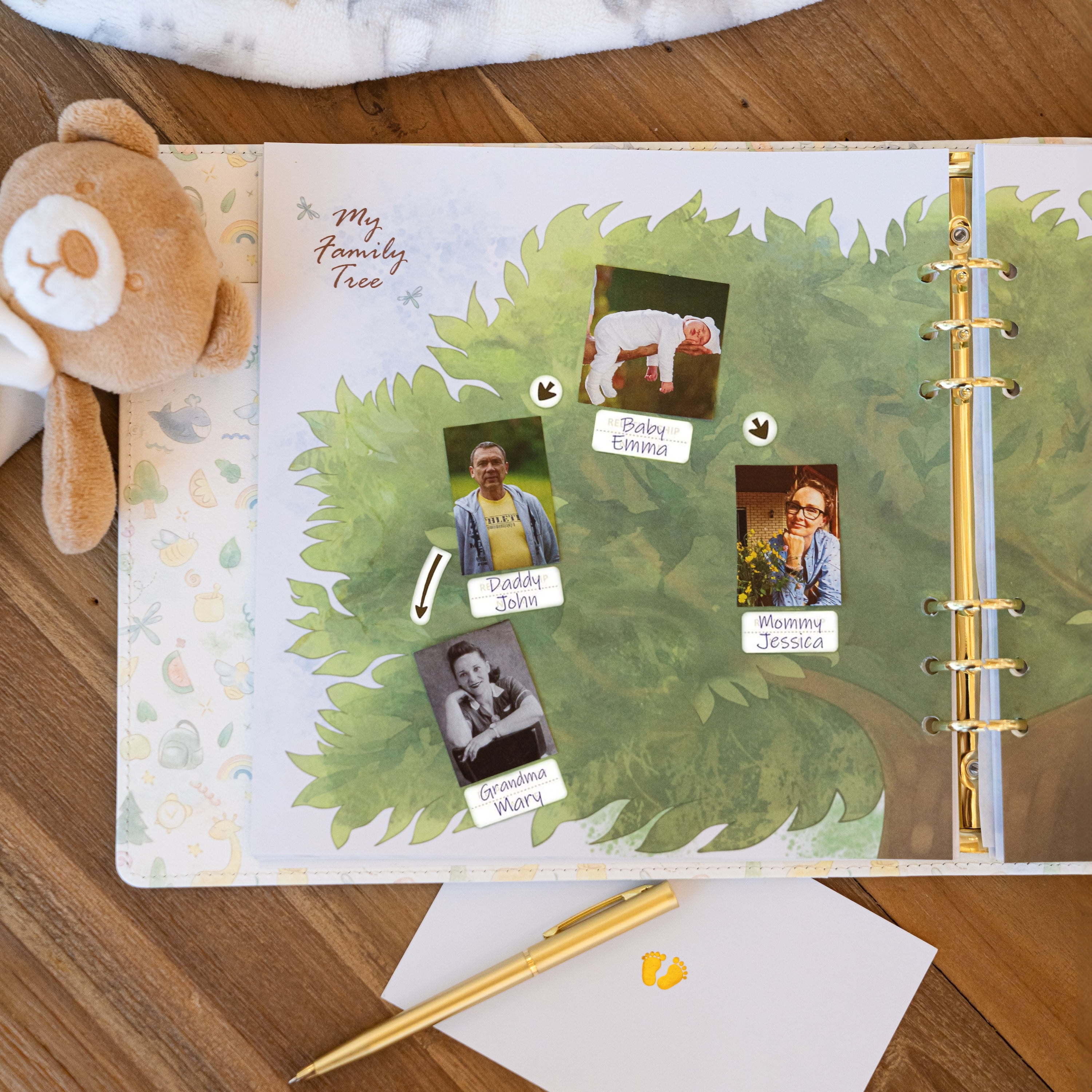 Leather-Bound Baby Memory Book, Baby Shower Gift