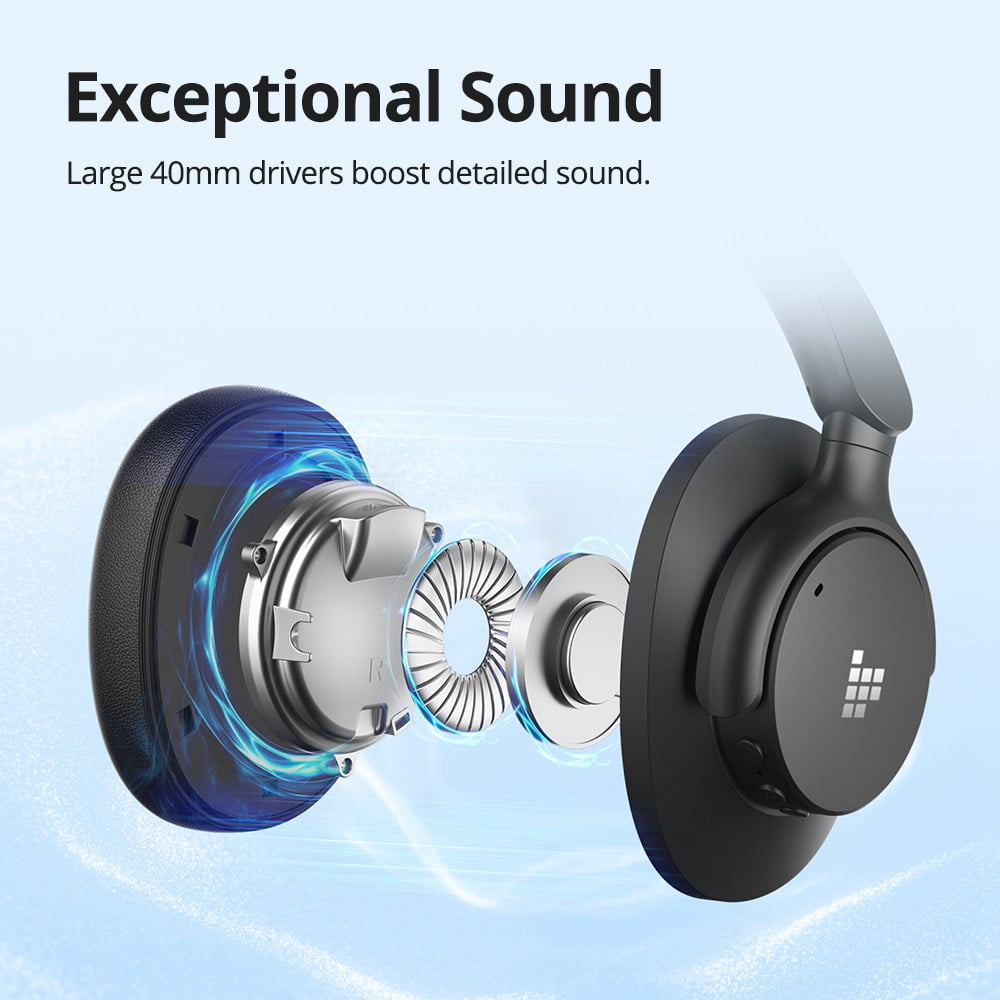 Tronsmart SOUNFII Q20 Bluetooth Single Feed Noise Cancelling Over-Ear Headphones Black