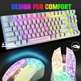 thumbnail image 6 of Wireless Gaming Keyboard and Mouse Combo with 87 Key Rainbow LED Backlight Rechargeable 3800mAh Battery Mechanical Feel Anti-ghosting Ergonomic Waterproof RGB Mute Mice for Computer PC Gamer (White), 6 of 8