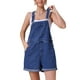 thumbnail image 1 of INSPIRAR CHIC Conjuntos de mezclilla para mujeres, mono casual con tirantes ajustables, pantalones cortos de mezclilla, S Azul oscuro, 1 of 6