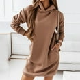 thumbnail image 6 of Women'S Sweatshirt Women's Solid Sweatshirt Autumn And Winter Solid Color Hooded Long-sleeved Sweater Dress, 6 of 6