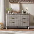 thumbnail image 3 of Senfot 6 Drawer Dresser for Bedroom, 47.2" Wide with Fluted Wood Drawers, Gold Handle Design, Modern Chest for Living Room and Bedroom Storage, Gray, 3 of 8