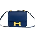 thumbnail image 1 of Pre-Owned HERMES Constance 23 Evercolor Leather Shoulder Bag/Pochette, Blue Brighton 31162, 1 of 10
