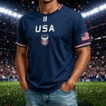 thumbnail image 5 of Zimjoy Men's USA Soccer Jersey Shirts 2026 Country Team Short Sleeve Crewneck Fan International Football Shirt Retro Streetwear Top Dark Blue L, 5 of 6