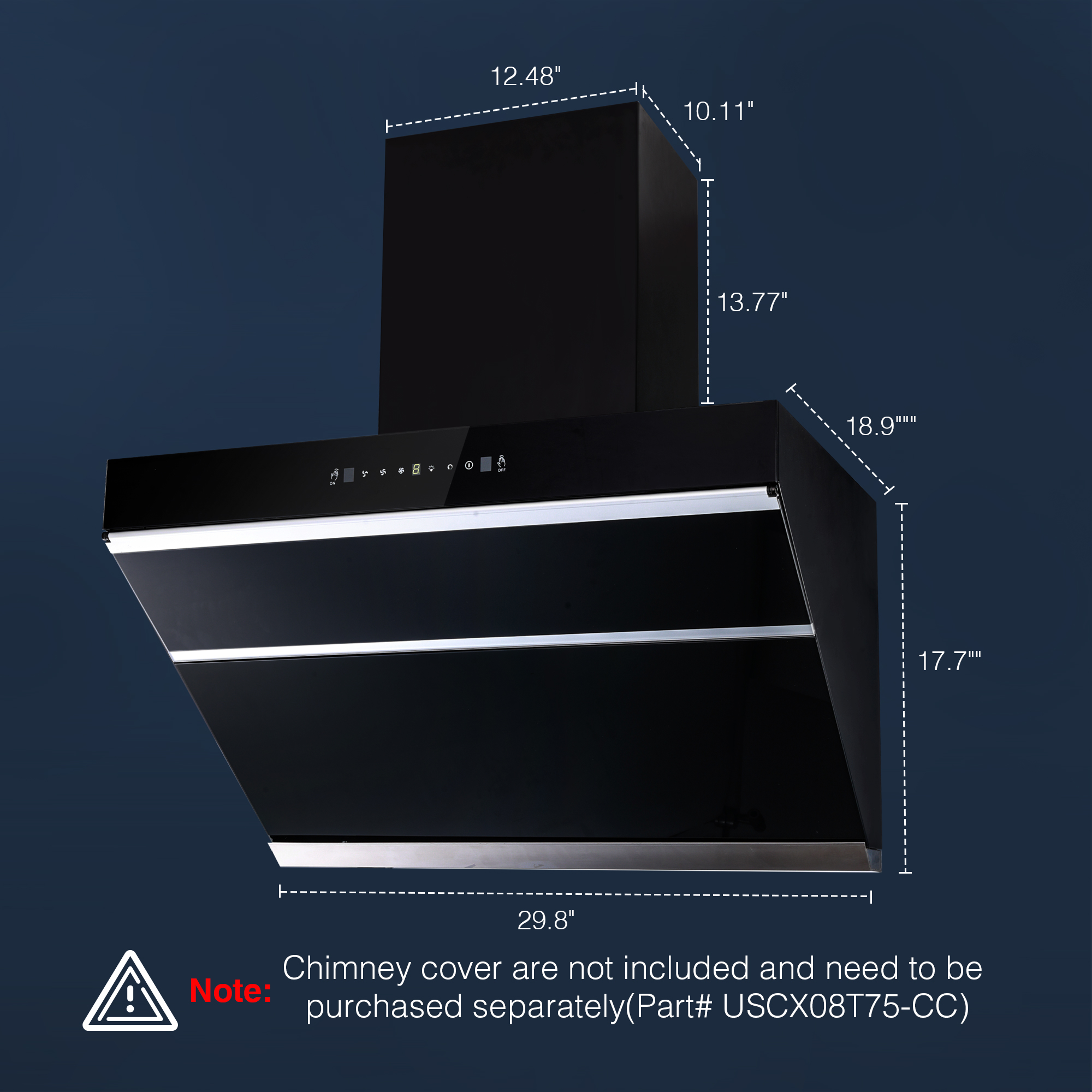 Joeaonz 30-Inch Stainless Steel Wall Mount Range Hood with 3-Speed Exhaust Filter