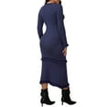thumbnail image 3 of INSPIRE CHIC Women's Maternity Sweater Dress Stripped Ruffle Winter Warm Stretchy Knit Long Sleeve Maxi Dresses Blue X-Large, 3 of 6